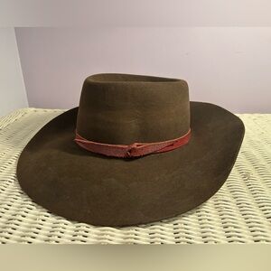 Vintage 1970s Western Rodeo Boots Edmonton Brown Felt Cowboy Hat 4x Quality